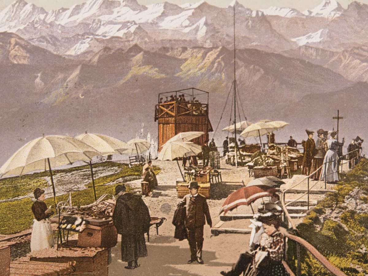 Turisti sul Rigi. Cartolina del 1910.