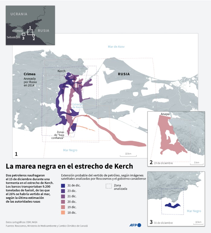 La marea negra entre Rusia y Crimea sigue extendiéndose