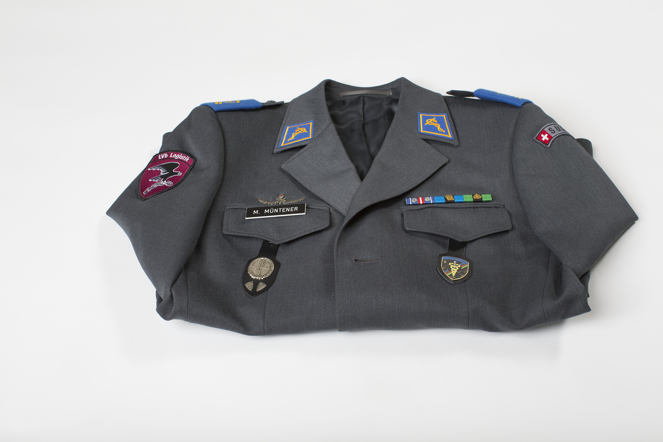 The Tenue A jacket belongs to the personal equipment of a soldier of the Swiss Armed Forces, pictured on February 12, 2014, in Hinwil, Switzerland.