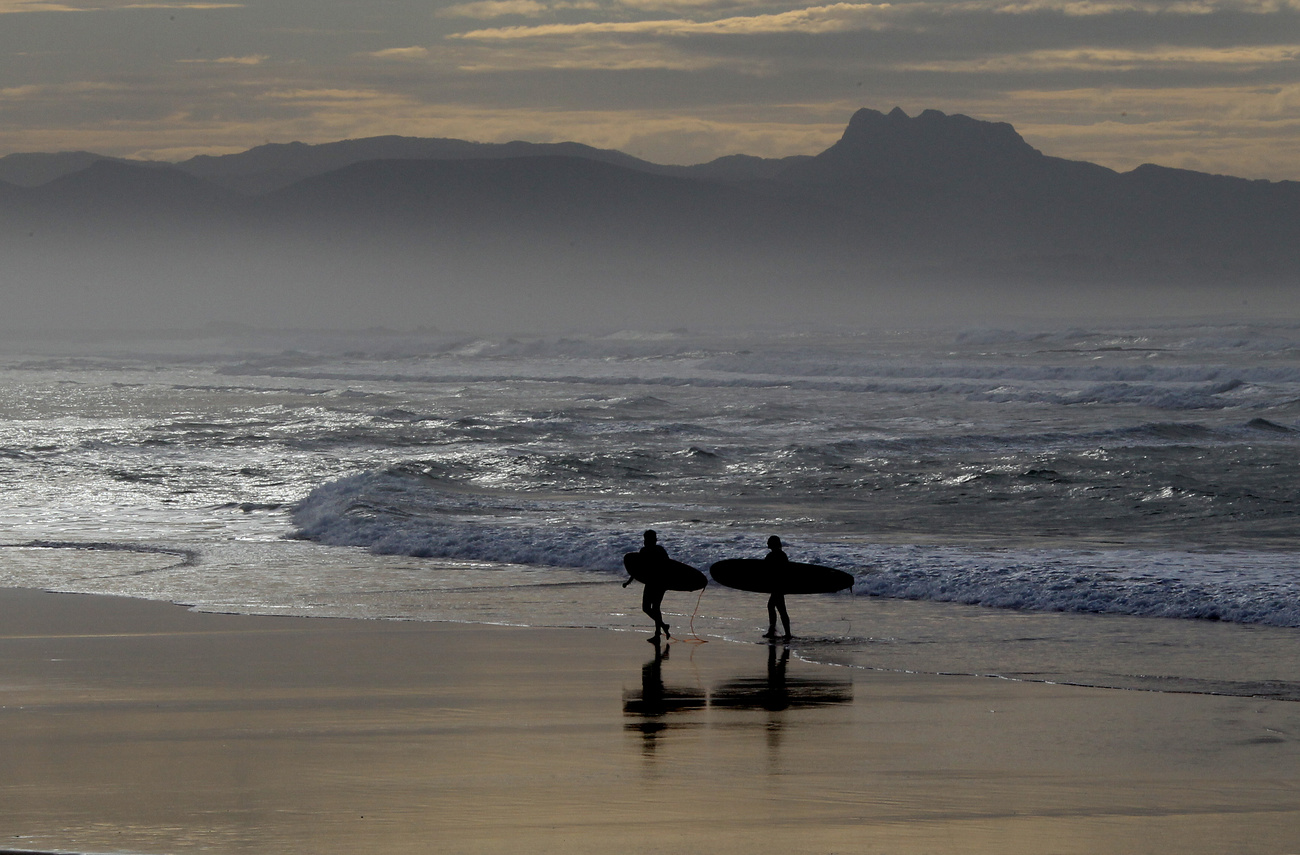 A surfer in Biarritz, France, December 2015. The AMOC is the current that is largely responsible for the warm climate in Europe.