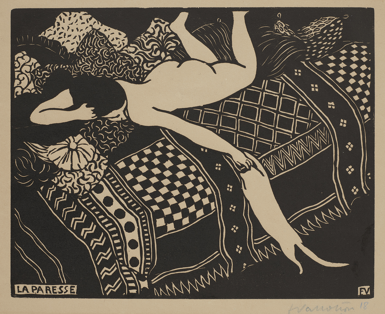 Félix Vallotton, La Paresse, xylographie de 1896.