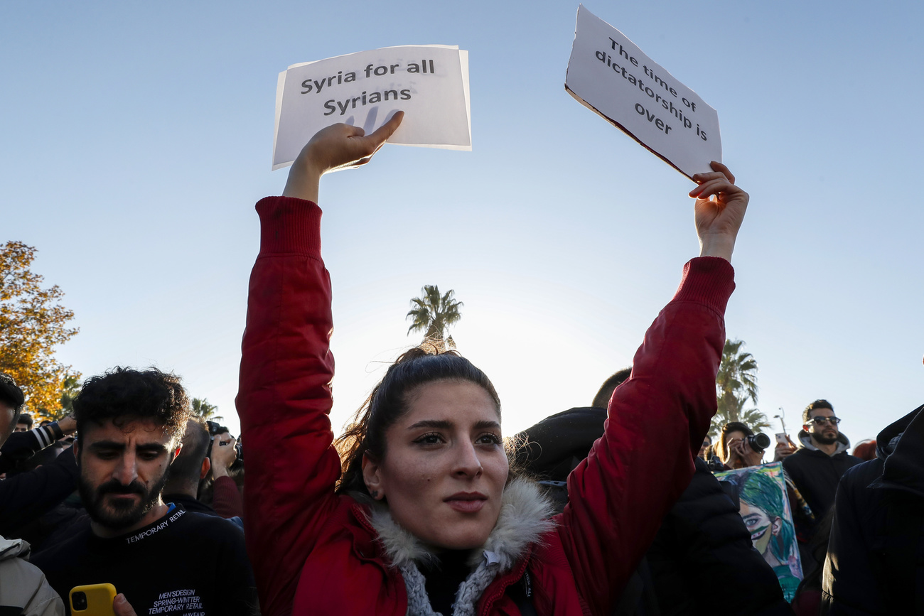 A woman with placards