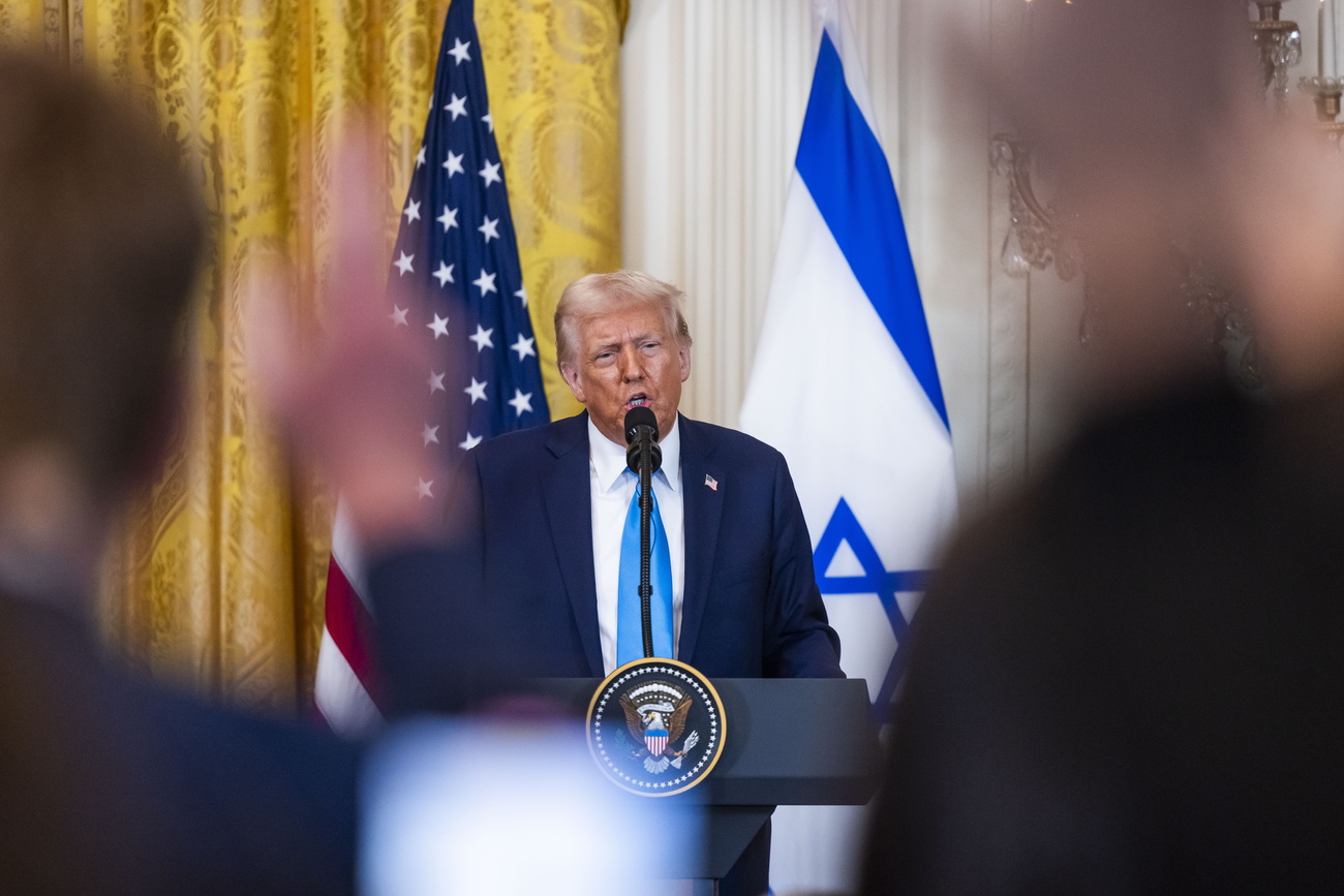 US President Donald Trump speaks during a press conference with Israeli Prime Minister Benjamin Netanyahu (Not Pictured) in the East Room of the White House in Washington, DC, USA, 04 February 2025. President Trump said that the he wants the US to take an ''ownership position'' of Gaza. EPA/JIM LO SCALZO / POOL