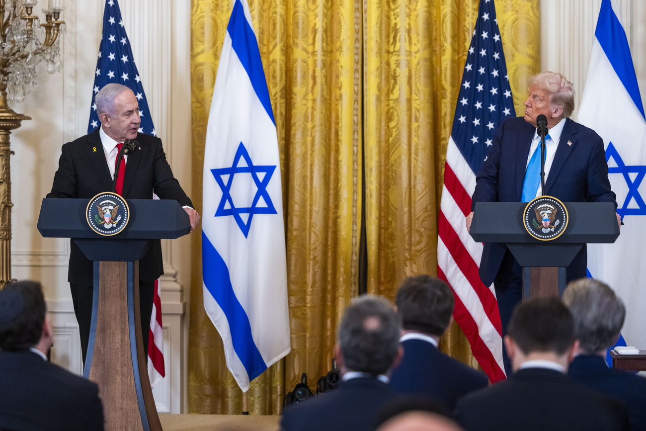 US President Donald Trump (R) and Israeli Prime Minister Benjamin Netanyahu (L) speak during a press conference in the East Room of the White House in Washington, DC, USA, 04 February 2025. President Trump said that the he wants the US to take an ''ownership position'' of Gaza.