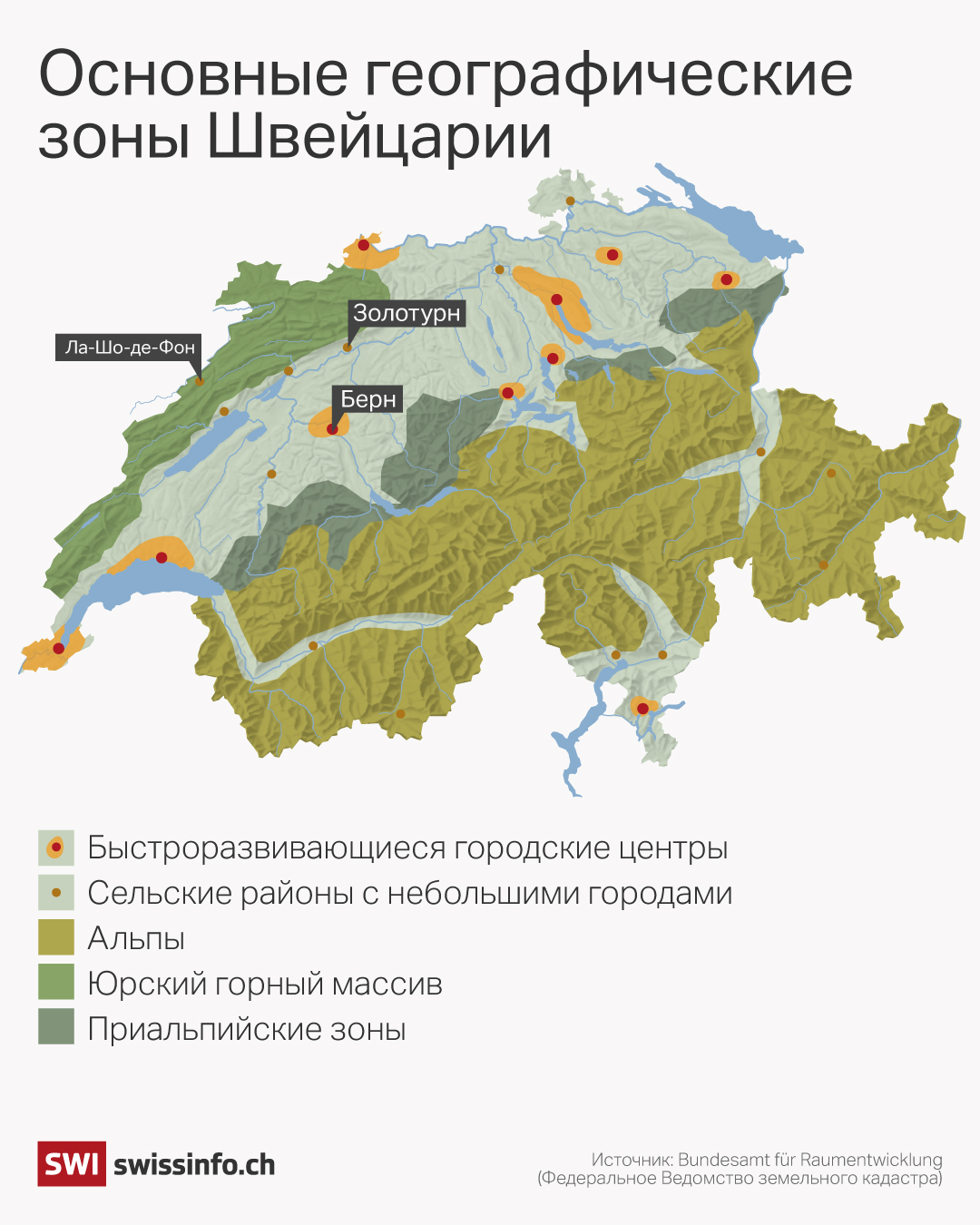 Швейцарию можно разделить на три основные географические зоны.