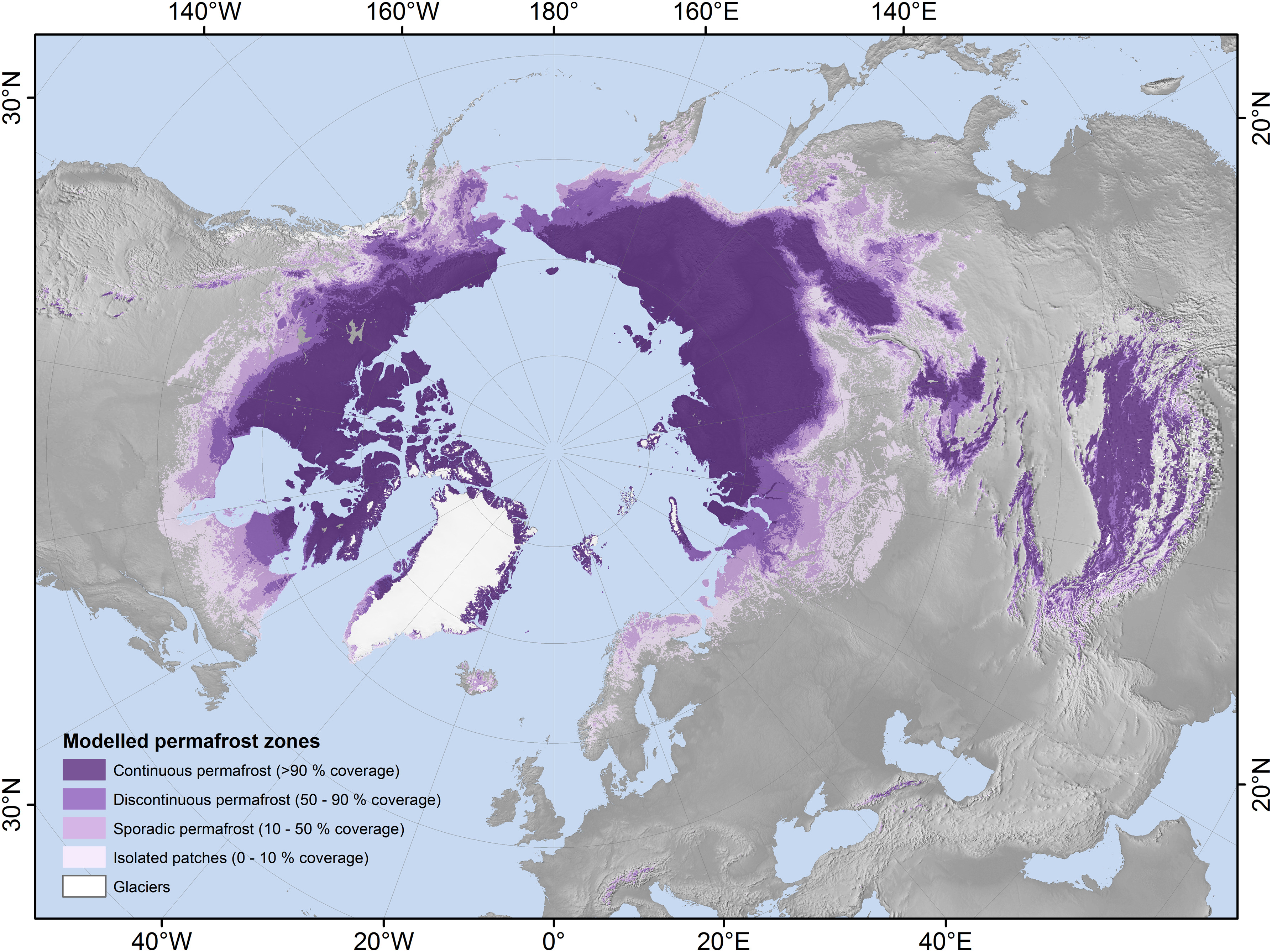 Permafrost areas.