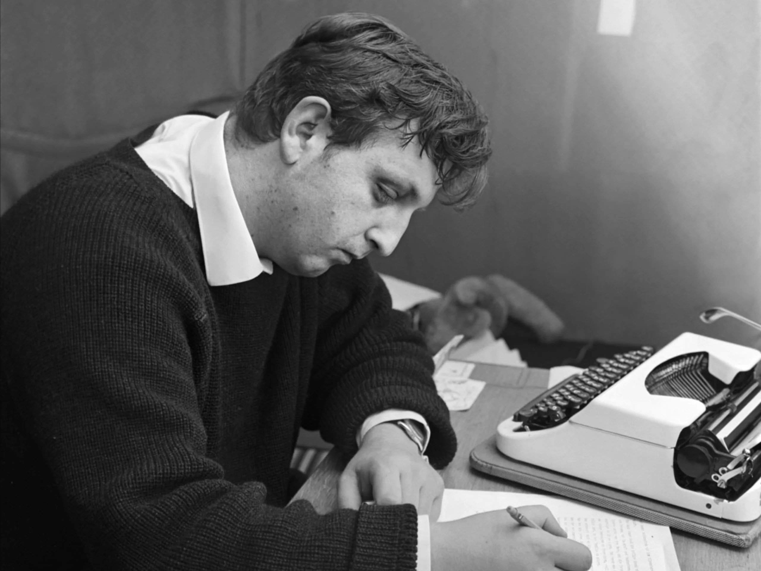 Peter Bichsel in his house in Zuchwil, near Solothurn, in 1975.