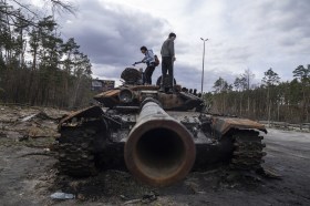 Destroyed Russian tank