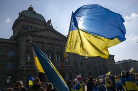 Solidaritätsprotest mit der Ukraine in Bern, Schweiz, März 2023