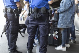 Swiss customs search a bag